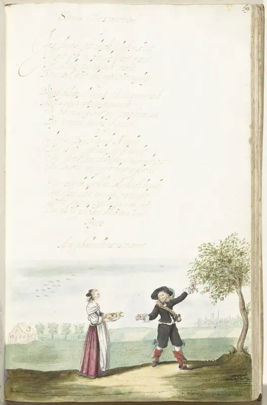 Fruit plukkende soldaat en een jongedame Wall Art by Gesina ter Borch - High-Resolution Digital Print