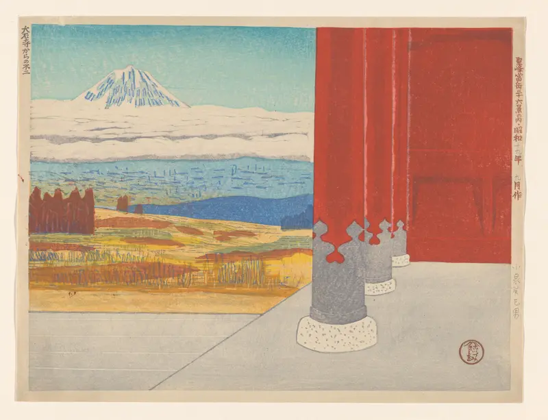 Fuji seen from the Taiseki Temple Wall Art by Koizumi Kishio - High-Resolution Digital Print