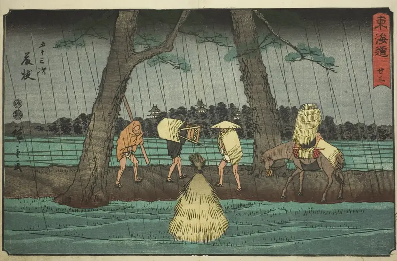 Fujieda—No. 23, from the series "Fifty-three Stations of the Tokaido (Tokaido gojusan tsugi)," also known as the Reisho Tokaido