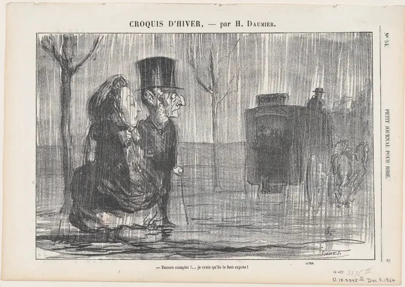 Full again... I think they are doing this on purpose!, from "Winter Sketches" Wall Art by Honoré Daumier - High-Resolution Digital Print