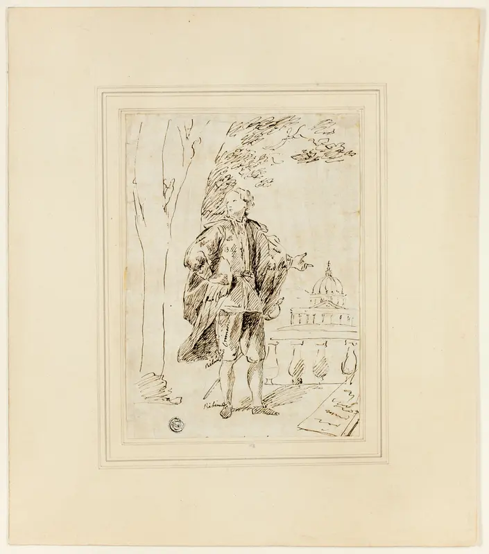 Full Length Portrait of a Man Standing near Balustrade Wall Art by John Vanderbank - High-Resolution Digital Print