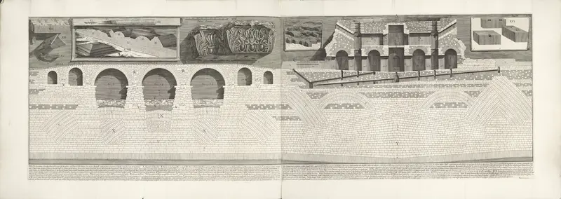 Fundering en doorsneden van de Engelenburcht en de Engelenbrug te Rome Wall Art by Unknown - High-Resolution Digital Print