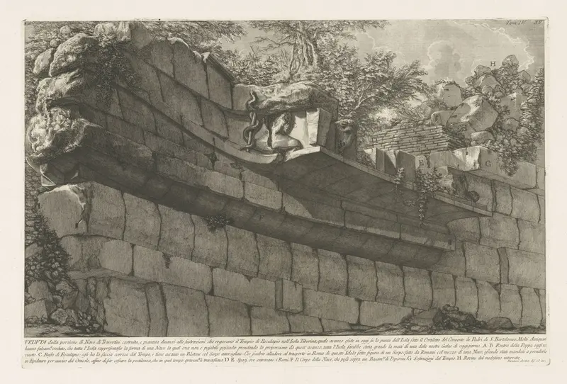 Fundering van de Tempel van Aesculapius op het Tibereiland te Rome Wall Art by Unknown - High-Resolution Digital Print