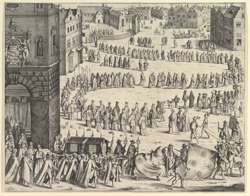 Funeral of General Johan Baptiste von Taxis (from Jules Chifflet, "Les marques d'honneur de la Maison de Tassis," Antwerp, 1645) Wall Art by Wenceslaus Hollar - High-Resolution Digital Print