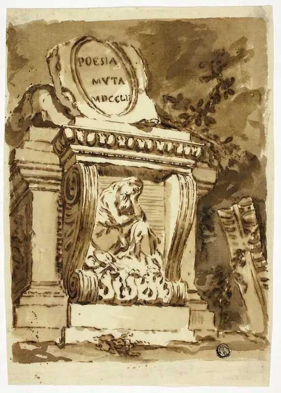 Funerary Monument Inscribed "Poesia Muta" Wall Art by Unknown - High-Resolution Digital Print
