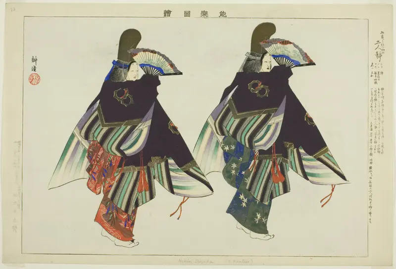Futari Shizuka, from the series "Pictures of No Performances (Nogaku Zue)"