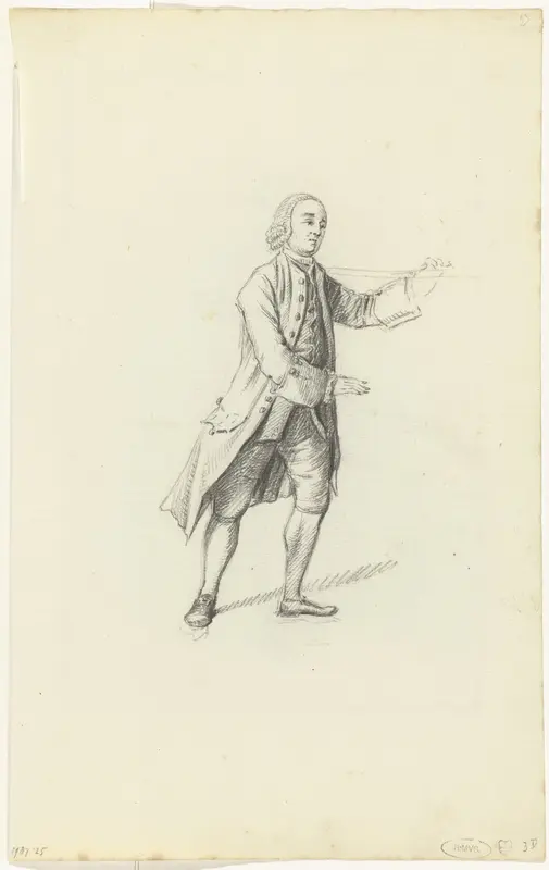 Gaande man, naar rechts, een stok over zijn schouder Wall Art by Nicolaes Muys - High-Resolution Digital Print