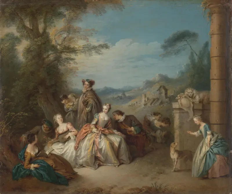 Galant gezelschap in een landschap Wall Art by Jean Baptiste François Pater - High-Resolution Digital Print