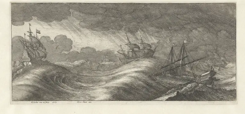 Galei en andere schepen in een zeestorm Wall Art by Unknown - High-Resolution Digital Print