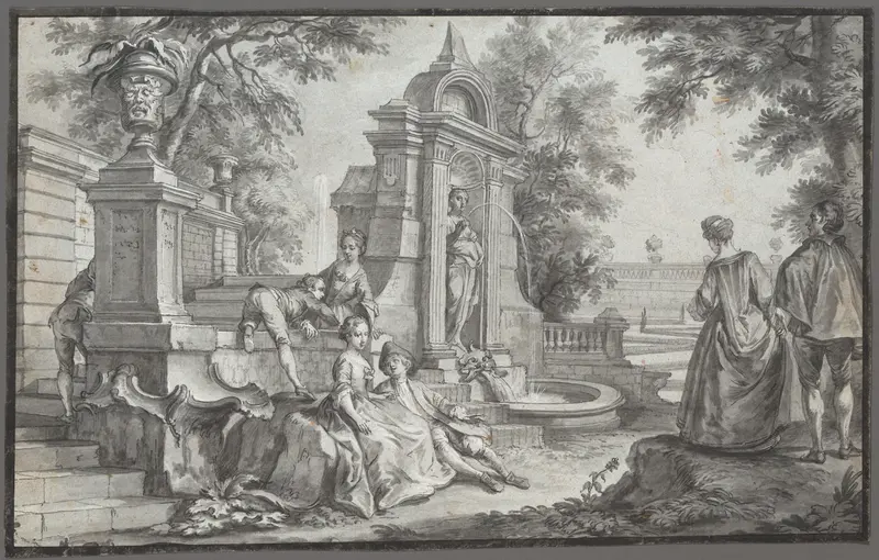 Gallant Company in a Park Wall Art by Johann Wolfgang Baumgartner - High-Resolution Digital Print