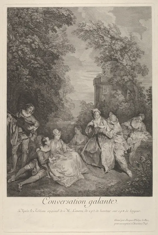 Gallant Conversation (Conversation Galante) Wall Art by Jacques Philippe Le Bas - High-Resolution Digital Print