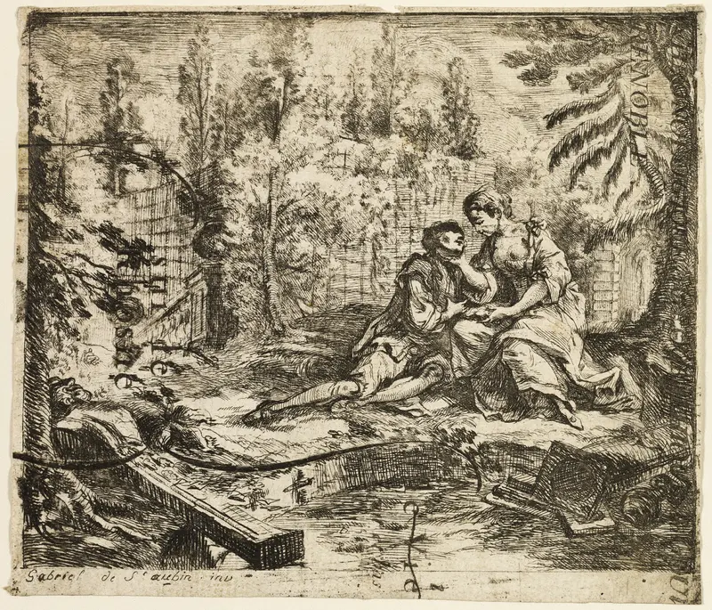 Gallant Conversation Wall Art by Gabriel Jacques de Saint-Aubin - High-Resolution Digital Print