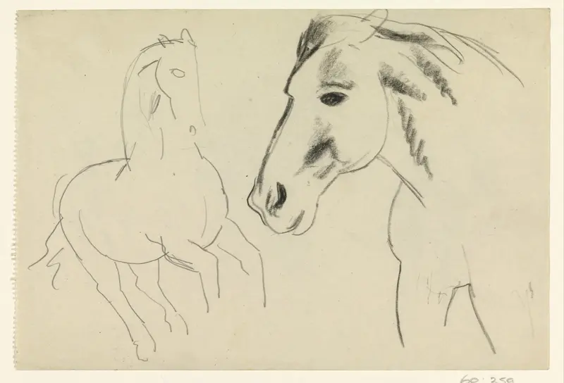 Galopperend paard en paardenhoofd Wall Art by Leo Gestel - High-Resolution Digital Print