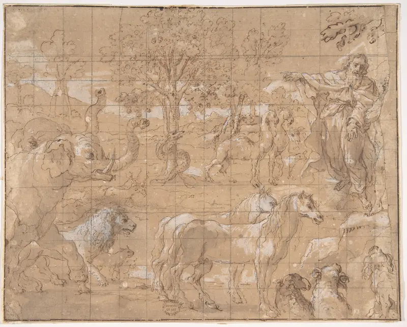 Garden of Eden; Creation of the Animals Wall Art by Anonymous, Netherlandish, 16th century - High-Resolution Digital Print