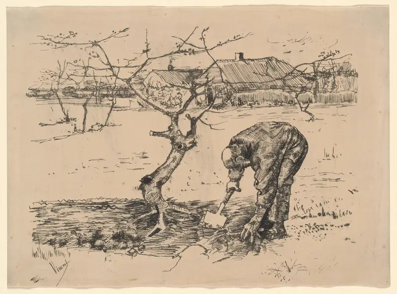 Gardener by an Apple Tree Wall Art by Vincent van Gogh - High-Resolution Digital Print