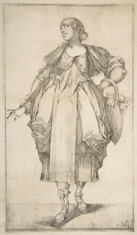 Gardener with a Basket on her Arm, from Hortulanae series Wall Art by Jacques Bellange - High-Resolution Digital Print