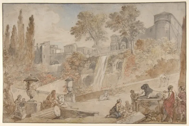 Gardens of the Villa d'Este at Tivoli Wall Art by Charles Joseph Natoire - High-Resolution Digital Print