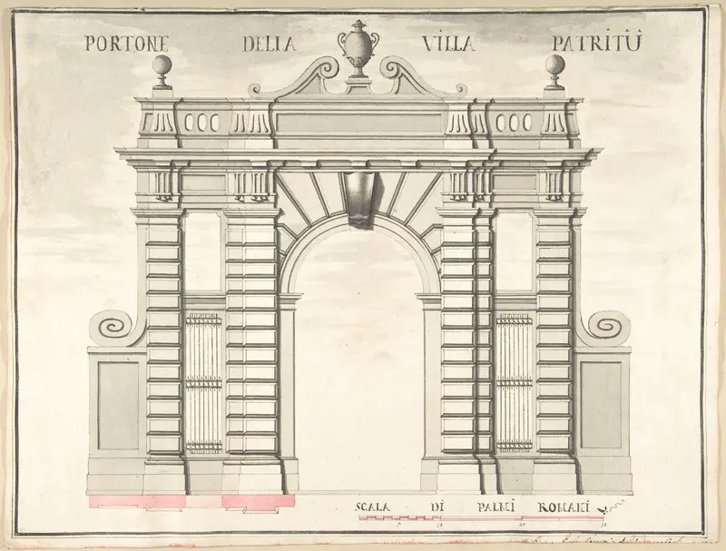 Gate of the Villa Patritii [Patritj] Wall Art by Pietro Paolo Coccetti (Cocchetti) - High-Resolution Digital Print