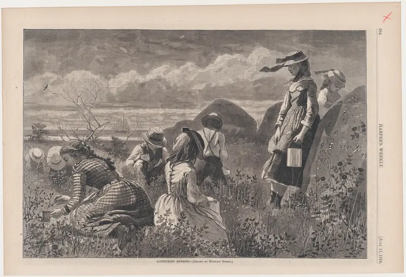Gathering Berries (from "Harper's Weekly," Vol. XVIII) Wall Art by Winslow Homer - High-Resolution Digital Print
