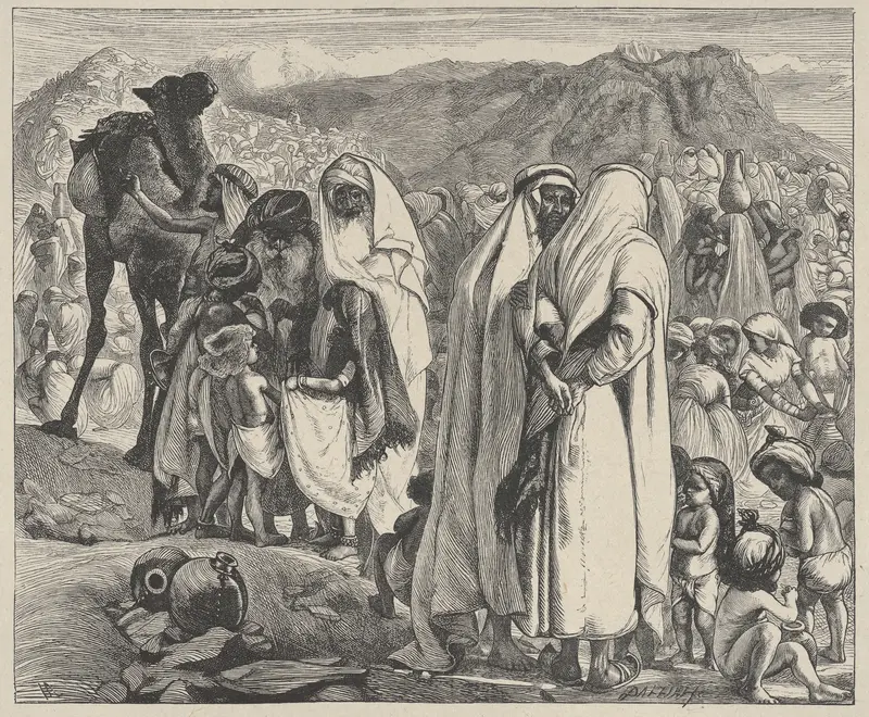 Gathering Manna, from "Dalziels' Bible Gallery" Wall Art by Arthur Boyd Houghton - High-Resolution Digital Print