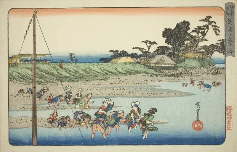 Gathering Shellfish at Low Tide at Susaki (Susaki shiohigari), from the series "Famous Places in Edo (Koto meisho)"