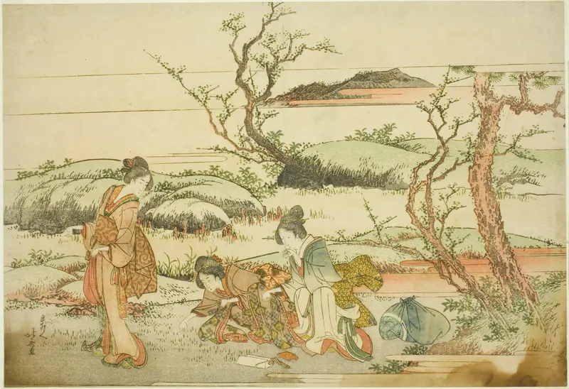Gathering spring greens, from the album "Fuji in Spring (Haru no Fuji)"