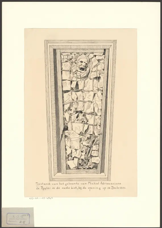 Gebeente van Michiel Adriaenszoon de Ruyter bij opening van de oude kist Wall Art by anonymous - High-Resolution Digital Print