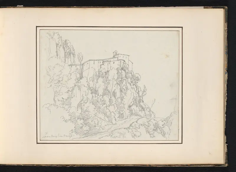 Gebouw op een rots te Scandriglia Wall Art by Unknown - High-Resolution Digital Print