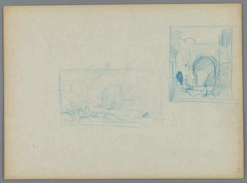 Gebouwen in een landschap Wall Art by Unknown - High-Resolution Digital Print