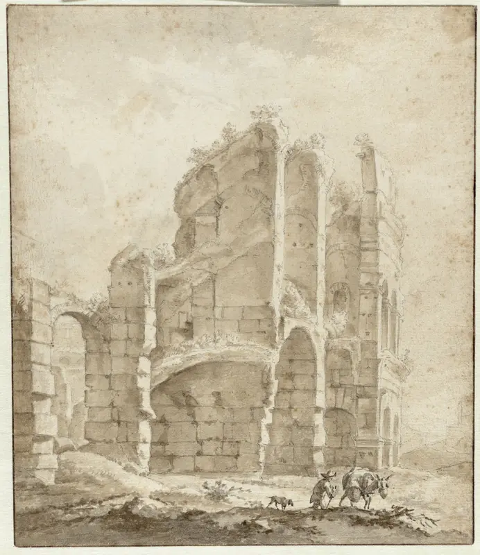 Gedeelte van het Colosseum met een ezeldrijver Wall Art by Unknown - High-Resolution Digital Print