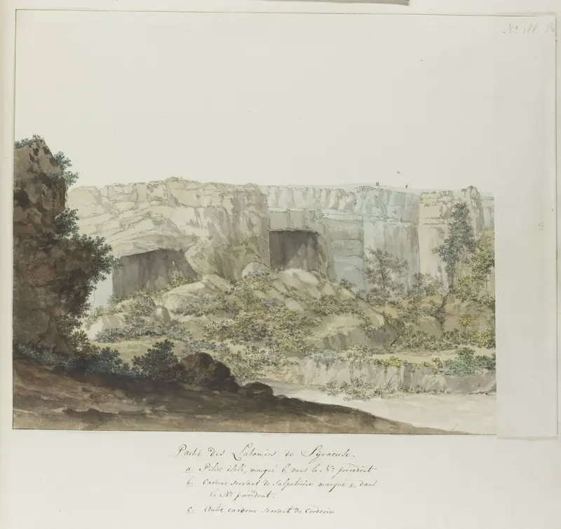 Gedeelte van Latomies grotten bij Syracuse Wall Art by Louis Ducros - High-Resolution Digital Print