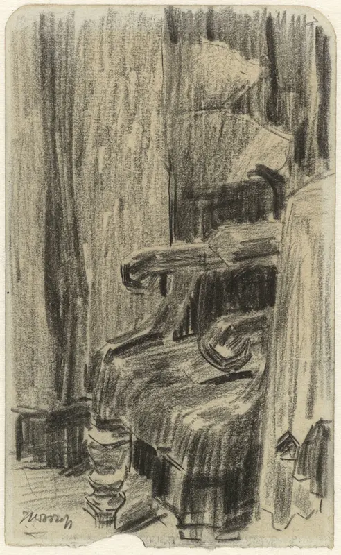 Gedeeltelijk door gordijn bedekte leunstoel Wall Art by Jan Toorop - High-Resolution Digital Print