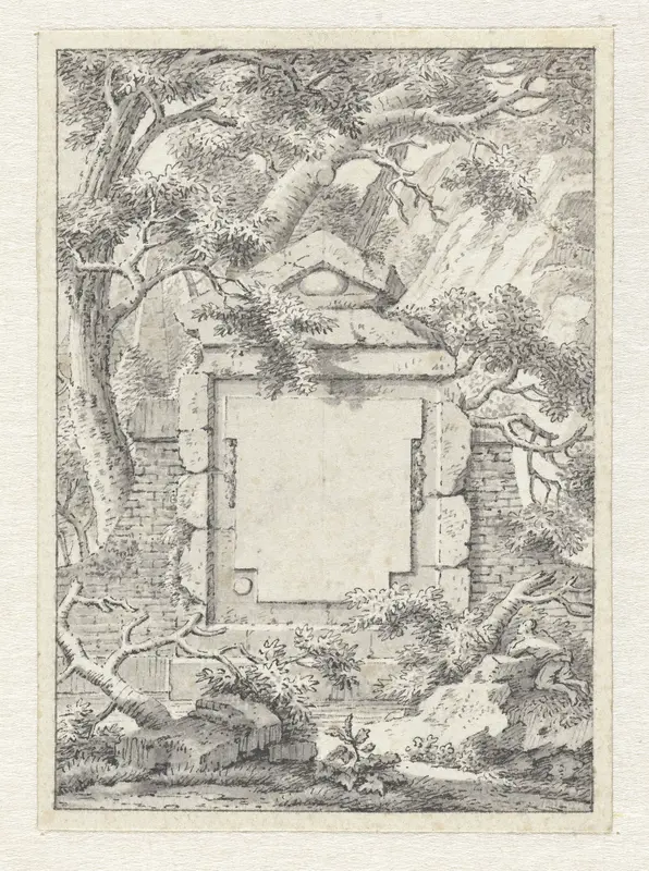 Gedenkplaat in een afgebrokkelde muur Wall Art by Joannes de Bosch - High-Resolution Digital Print