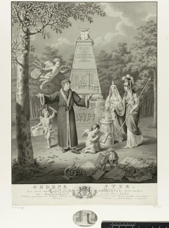 Gedenkzuil bij 400-jarig jubileum uitvinding boekdrukkunst door Coster, 1823 Wall Art by Haatje Pieters Oosterhuis - High-Resolution Digital Print