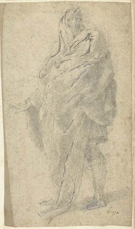 Gedrapeerde figuur, schrijnend naar links Wall Art by Unknown - High-Resolution Digital Print