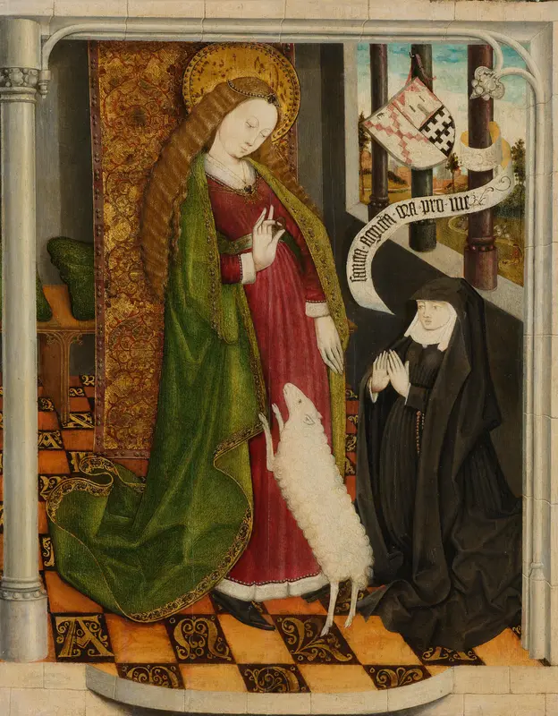 Geertruy Haeck knielt in gebed voor Sint-Agnes Wall Art by Unknown - High-Resolution Digital Print