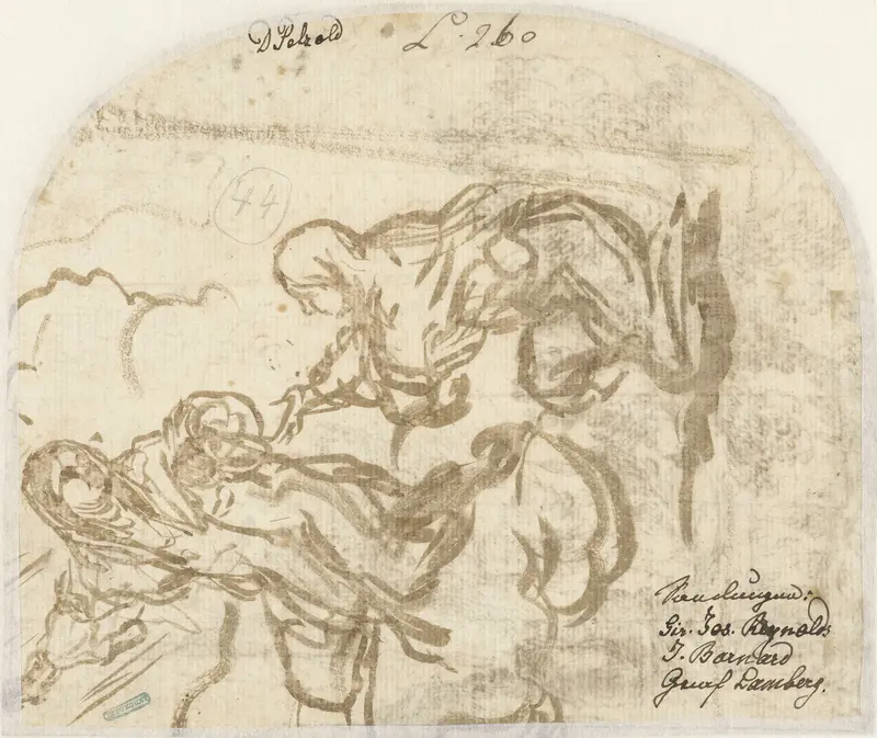 Geestelijke geknield voor een heilige Wall Art by Unknown - High-Resolution Digital Print