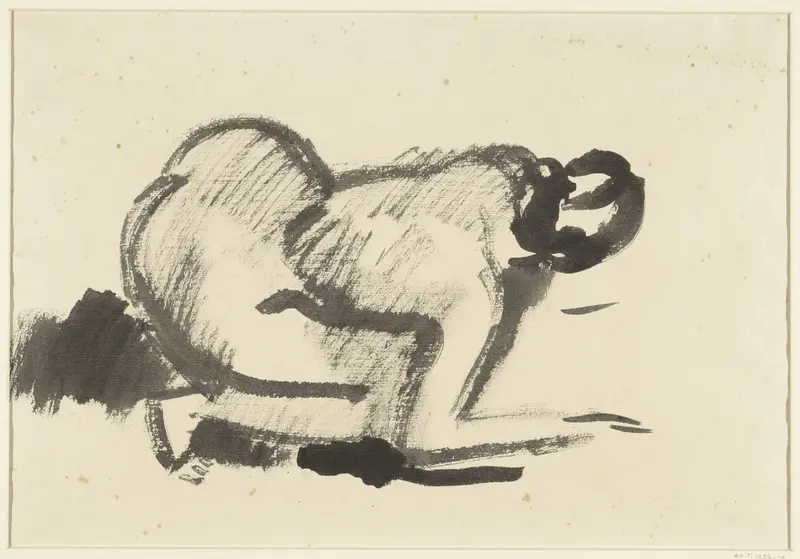 Gehurkte naakte vrouw Wall Art by Rik Wouters - High-Resolution Digital Print