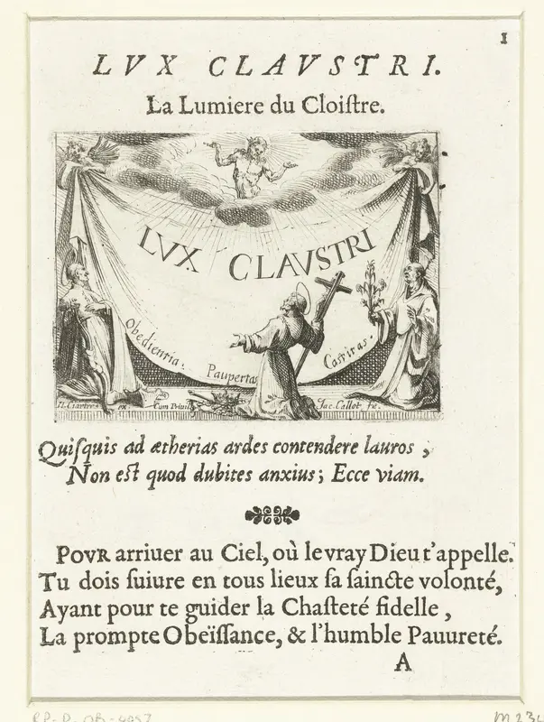 Geïllustreerd titelblad voor de embleemserie 'Kloosterleven in emblemen' Wall Art by Unknown - High-Resolution Digital Print
