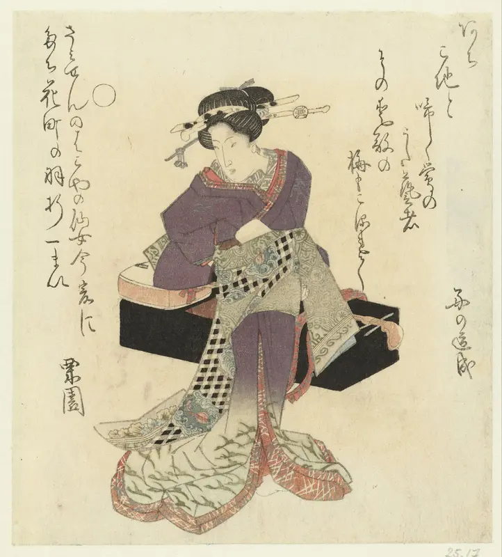 Geisha bindt haar ceintuur om Wall Art by Unknown - High-Resolution Digital Print