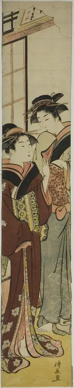 Geisha Talking to Her Maid Wall Art by Torii Kiyonaga - High-Resolution Digital Print