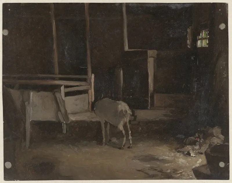 Geitje in een stal Wall Art by Guillaume Anne van der Brugghen - High-Resolution Digital Print