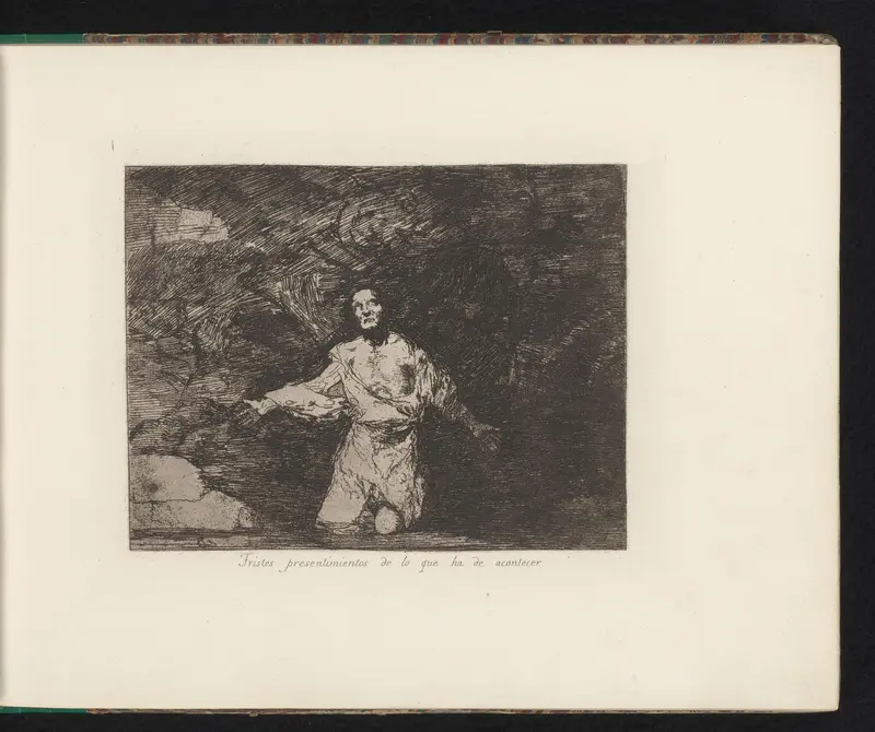 Geknielde man in donkere grot Wall Art by Francisco de Goya - High-Resolution Digital Print