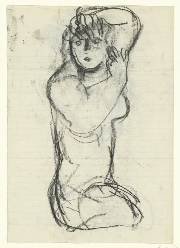 Geknielde naakte vrouw Wall Art by Leo Gestel - High-Resolution Digital Print