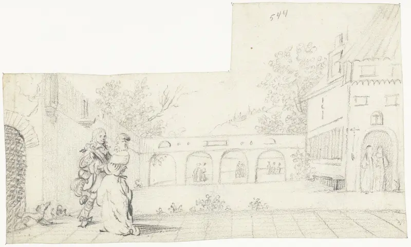 Geliefden in de tuin van een klooster Wall Art by Gesina ter Borch - High-Resolution Digital Print