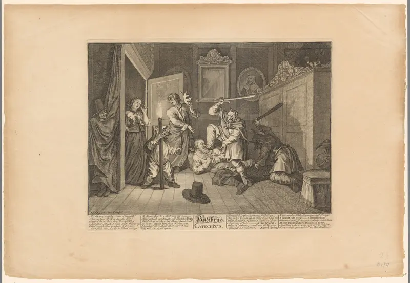 Gemaskerde mannen knuppelen Hudibras neer Wall Art by Samuel Butler - High-Resolution Digital Print