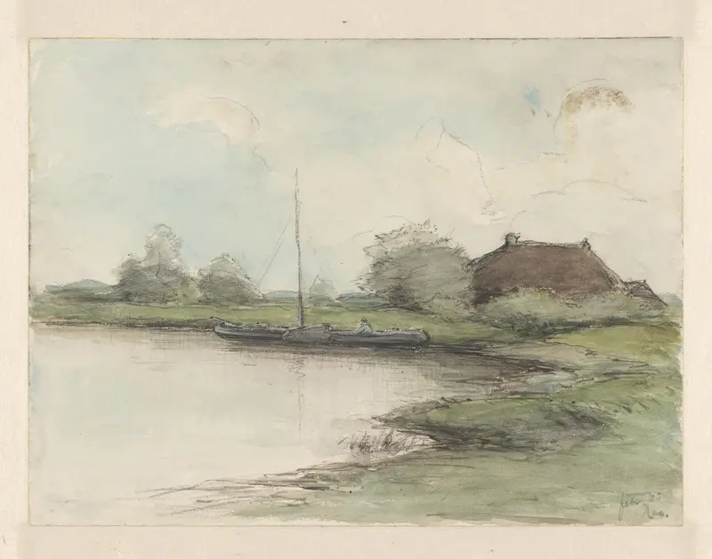 Gemeerde schuit in de IJssel Wall Art by Pieter H.J.J. Ras - High-Resolution Digital Print
