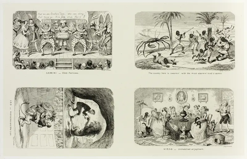 Gemini - Odd Fellows from George Cruikshank's Steel Etchings to The Comic Almanacks: 1835-1853 (top left) Wall Art by George Cruikshank - High-Resolution Digital Print