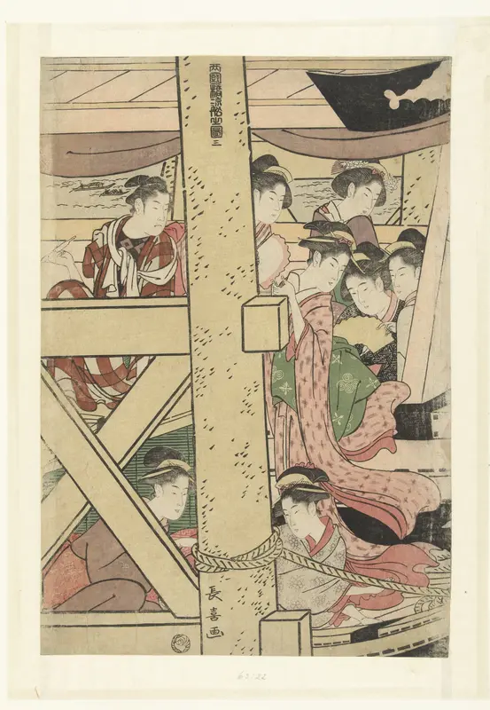 Genietend van de avondkoelte op een boot te Ryogoku Wall Art by Unknown - High-Resolution Digital Print