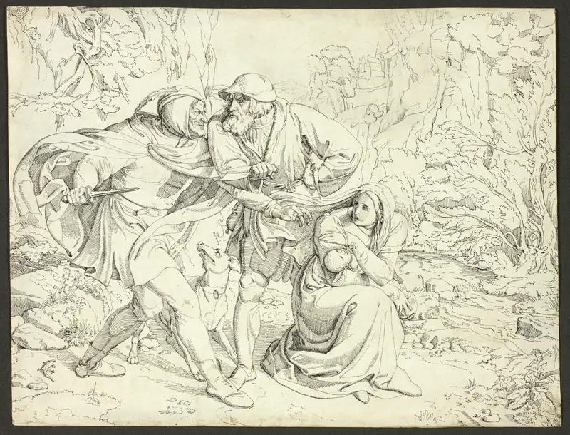 Genoveva’s Murderers Take Pity Wall Art by Josef von Führich - High-Resolution Digital Print